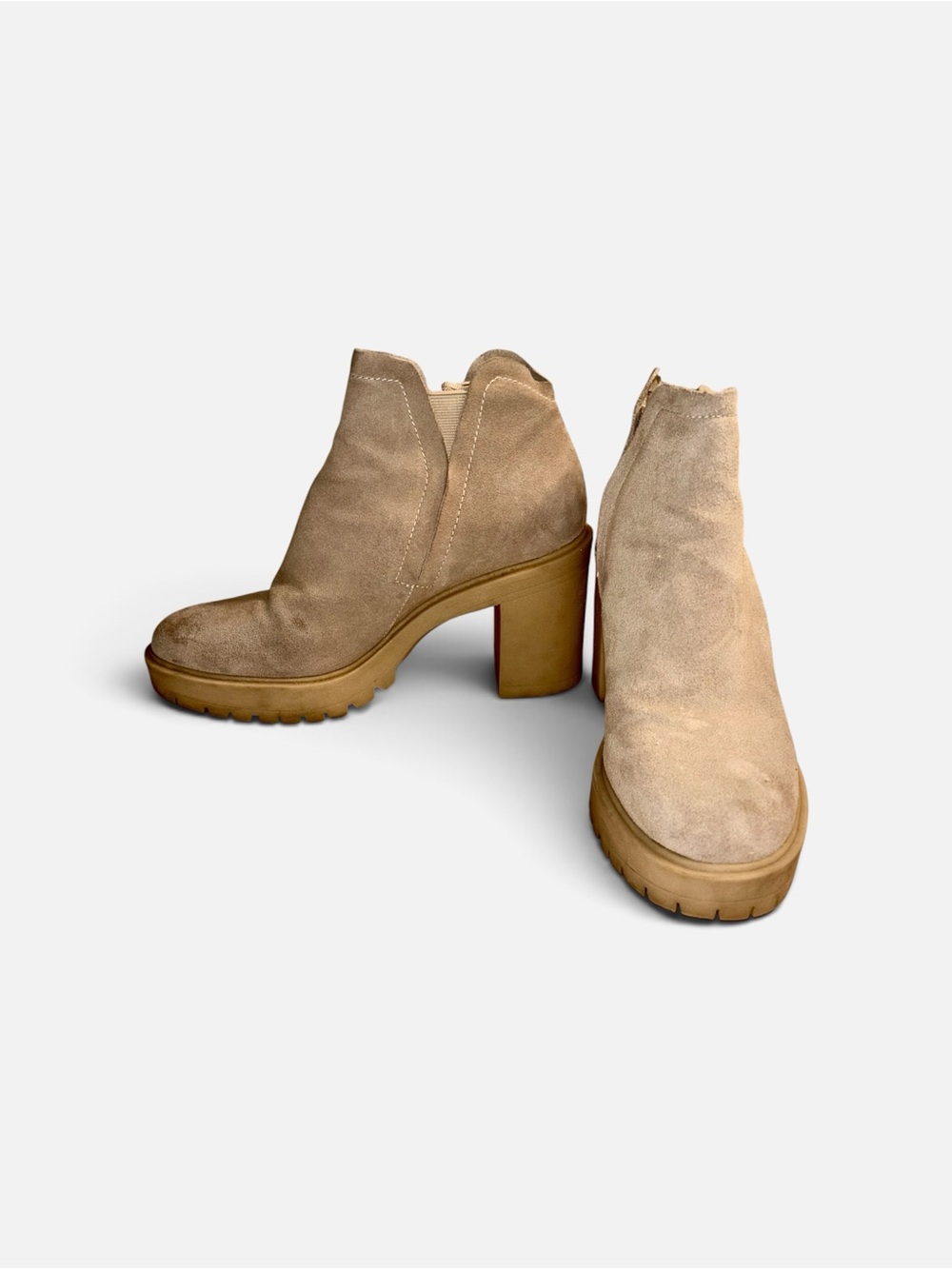 Dolce Vita Suede Lug Sole Platform Ankle Booties w/Chunky Block Heel